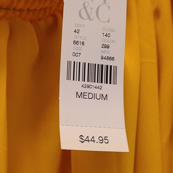 NY&Co Yellow/Gold Ruffle Top New With Tags - Picture 5 of 5